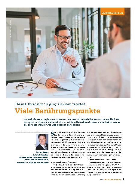 Vorschauseite 1: Sibe und Betriebsarzt: So gelingt die Zusammenarbeit Viele Berührungspunkte