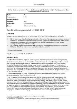 Vorschauseite 1: Zum Einwilligungsvorbehalt – § 1825 BGB