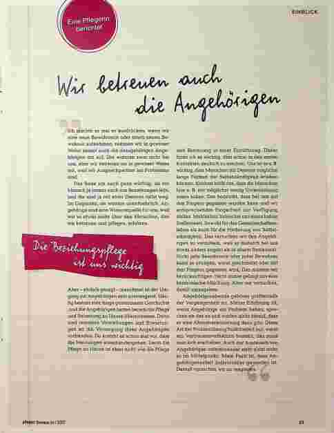 Vorschauseite 1: Wir betreuen auch die Angehörigen.