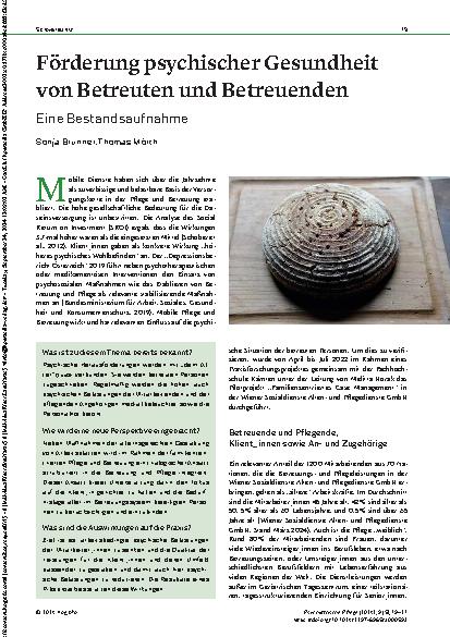 Vorschauseite 1: Förderung psychischer Gesundheit von Betreuten und Betreuenden