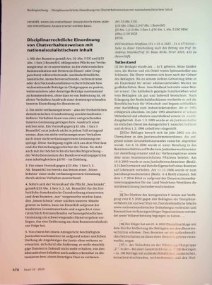 Vorschauseite 1: Disziplinarrechtliche Einordnung von Chatverhaltensweisen mit nationalsozialistischem Inhalt