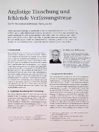Vorschauseite 1: Arglistige Täuschung und fehlende Verfassungstreue