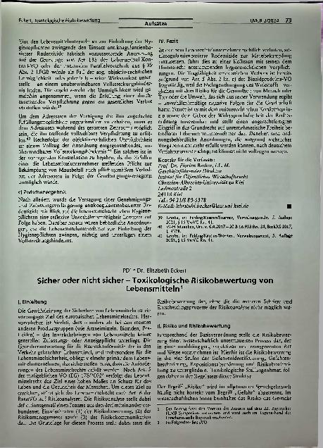 Vorschauseite 6: Zur rechtlichen Unzulässigkeit des Verbots von Antikoagulantien als Rodentizide