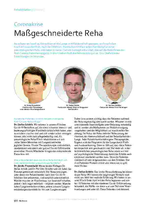 Vorschauseite 1: Coronakrise Maßgeschneiderte Reha