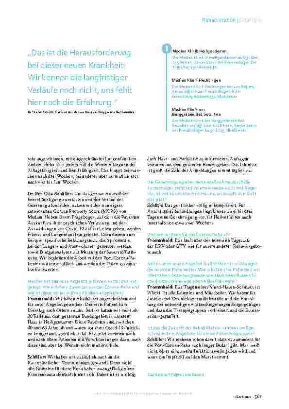 Vorschauseite 2: Coronakrise Maßgeschneiderte Reha