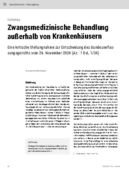 Vorschauseite 1: Zwangsmedizinische Behandlung außerhalb von Krankenhäusern