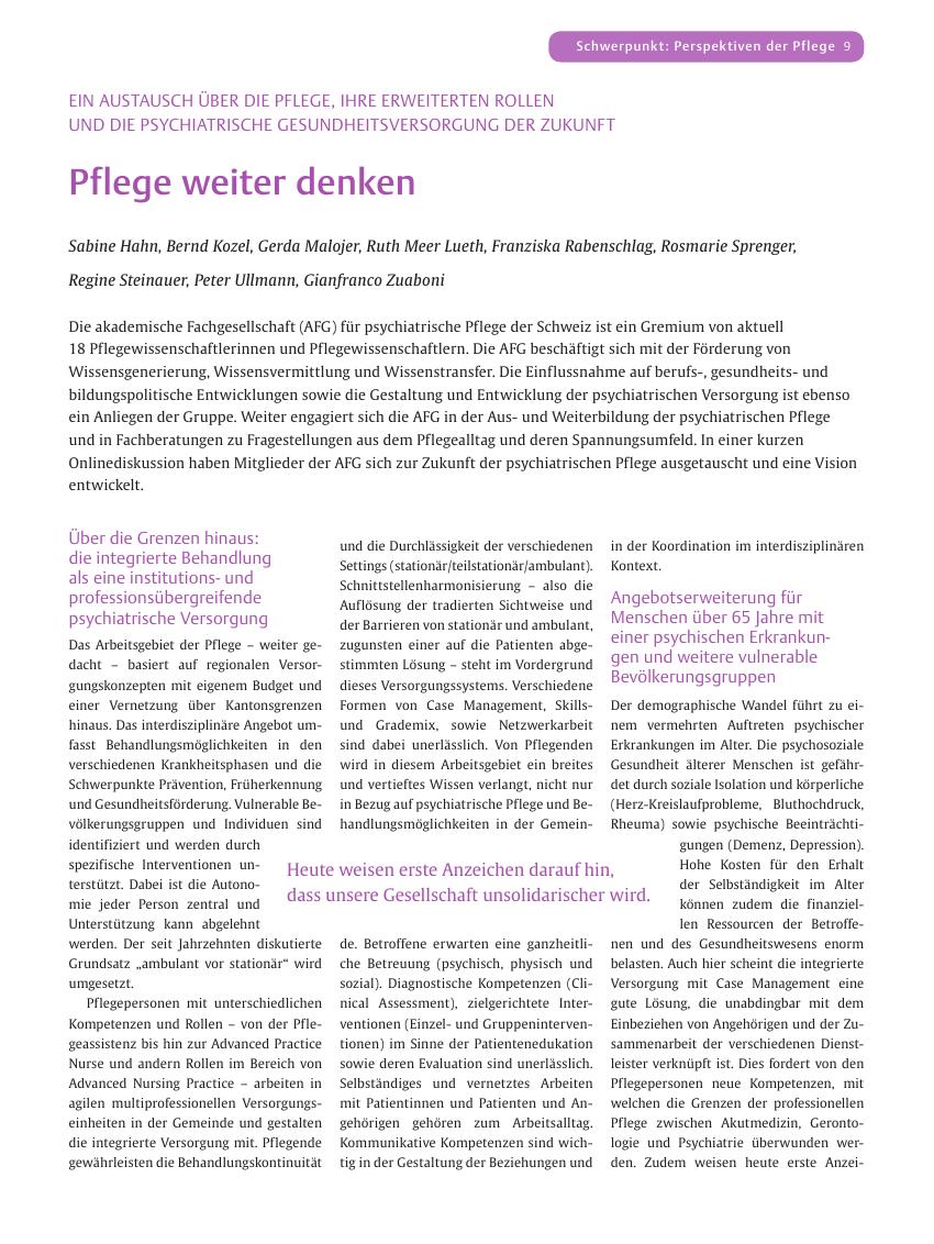 Vorschauseite 1: Pflege weiter denken