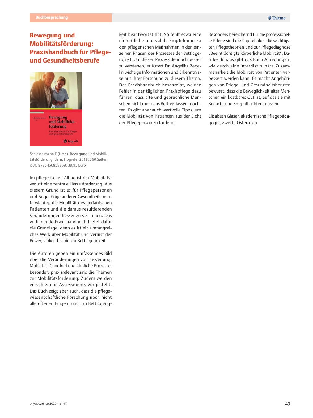 Vorschauseite 1: Bewegung und Mobilitätsförderung: Praxishandbuch für Pflegeund Gesundheitsberufe