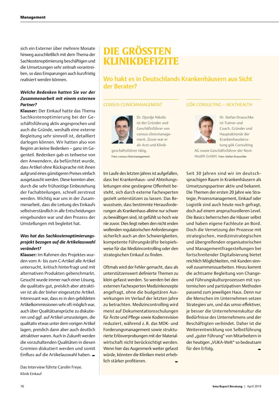Vorschauseite 1: Die größten Klinikdefizite: Wo hakt es in Deutschlands Krankenhäusern aus Sicht der Berater?
