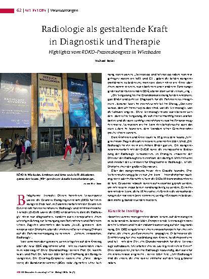 Vorschauseite 1: Radiologie als gestaltende Kraft in Diagnostik und Therapie Highlights vom RÖKO-Präsenzkongress in Wiesbaden