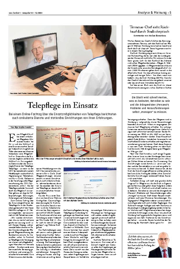 Vorschauseite 1: Telepflege im Einsatz