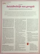 Vorschauseite 1: Suizidbeihilfe neu geregelt: Österreichische Palliativgesellschaft (OPG) weist auf Gefahren hin.