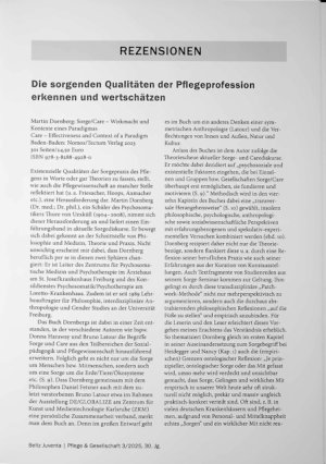Vorschauseite 1: Die sorgenden Qualitäten der Pflegeprofession erkennen und wertschätzen
