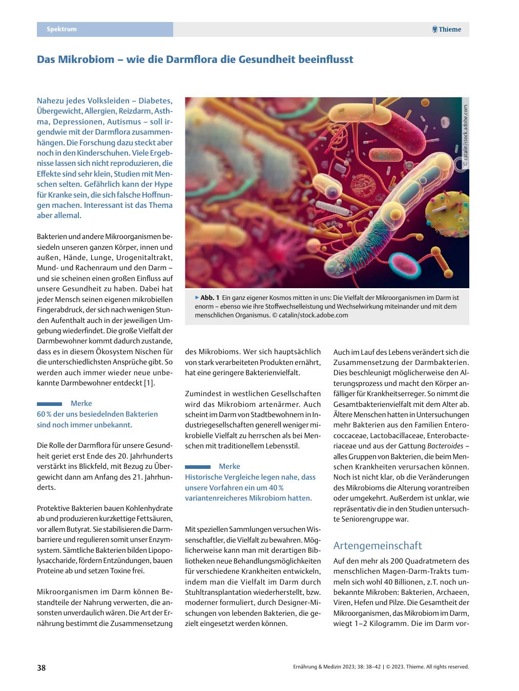 Vorschauseite 1: Das Mikrobiom – wie die Darmflora die Gesundheit beeinflusst