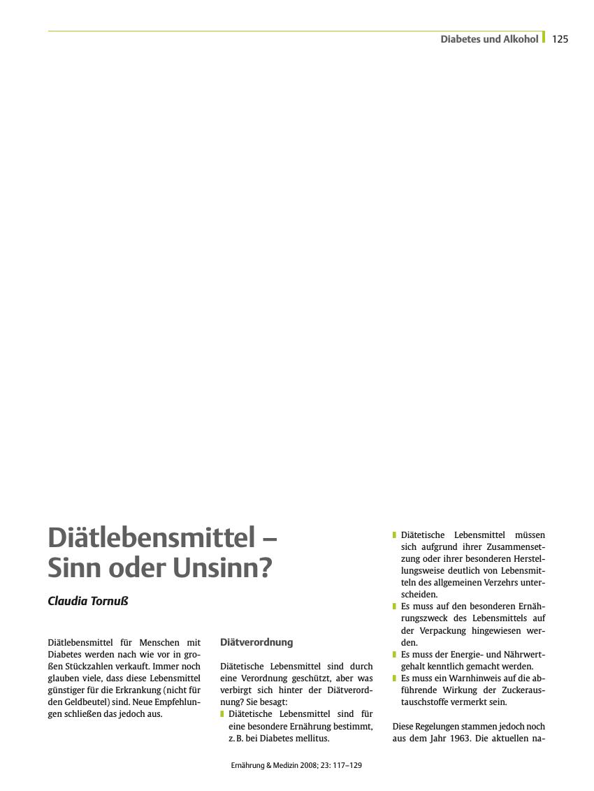 Vorschauseite 1: Diätlebensmittel – Sinn oder Unsinn?