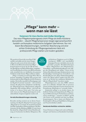 Vorschauseite 1: „Pflege“ kann mehr – wenn man sie lässt Statement für klare Rechte statt bloßer Beteiligun
