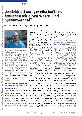 Vorschauseite 1: „Individuell und gesellschaftlich brauchen wir einen Werteund Systemwandel. “