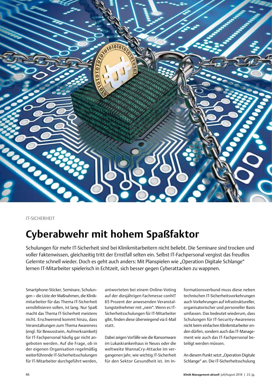 Vorschauseite 1: IT-Sicherheit: Cyberabwehr mit hohem Spaßfaktor