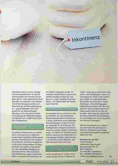 Vorschauseite 2: Altersmedizin: Aktualisierte Leitlinie zu Harninkontinenz veröffentlicht
