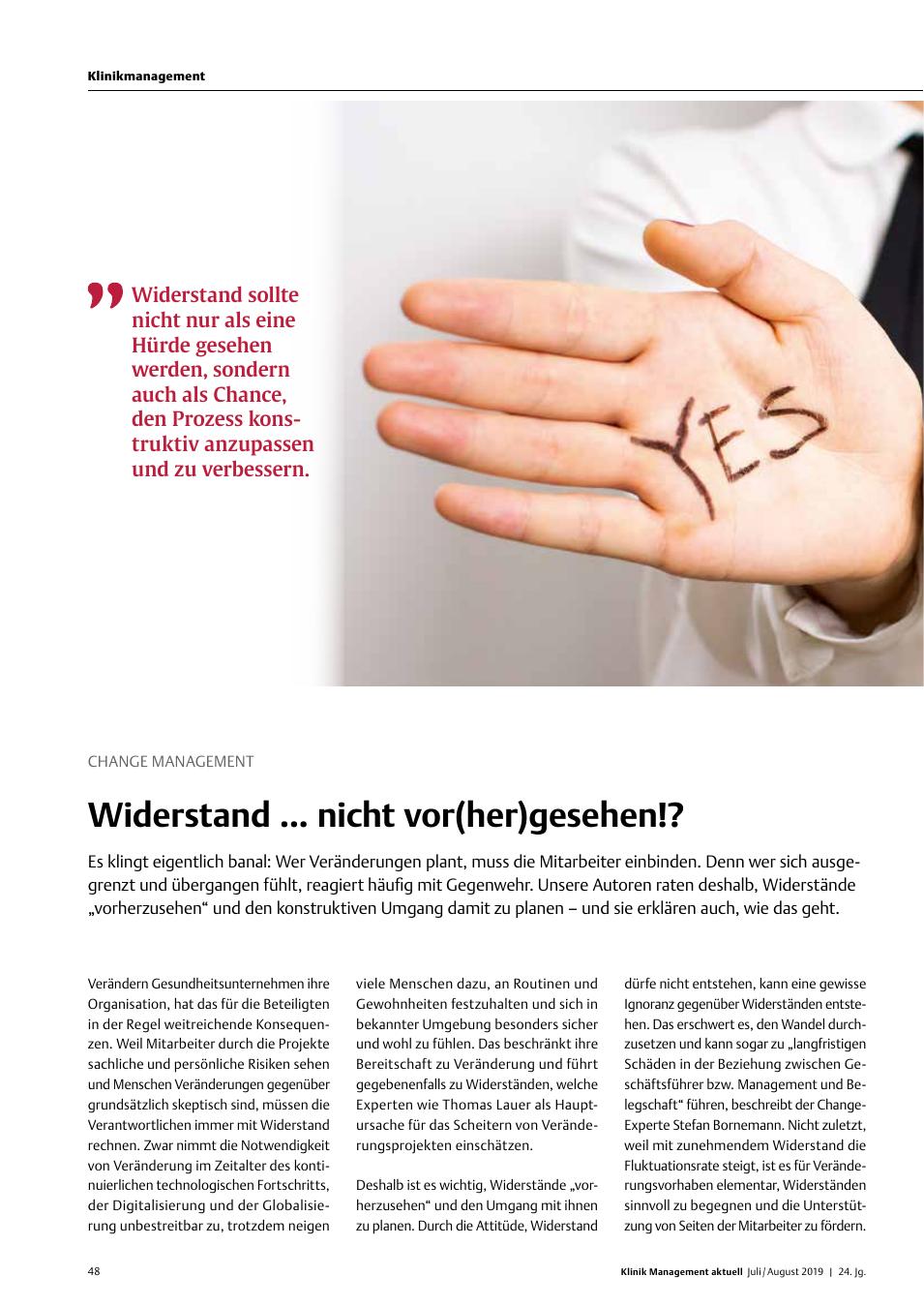 Vorschauseite 1: Change Management: Widerstand ... nicht vor(her)gesehen!?