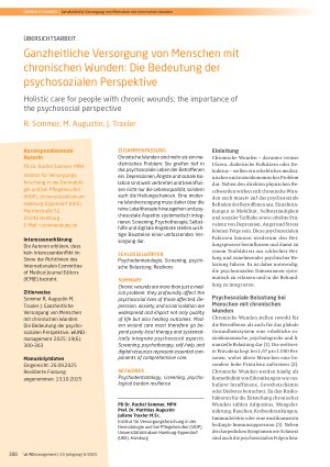 Vorschauseite 1: Ganzheitliche Versorgung von Menschen mit chronischen Wunden: Die Bedeutung der psychosozialen Perspektive