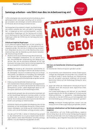 Vorschauseite 1: Samstags arbeiten – wie führt man dies im Arbeitsvertrag ein?