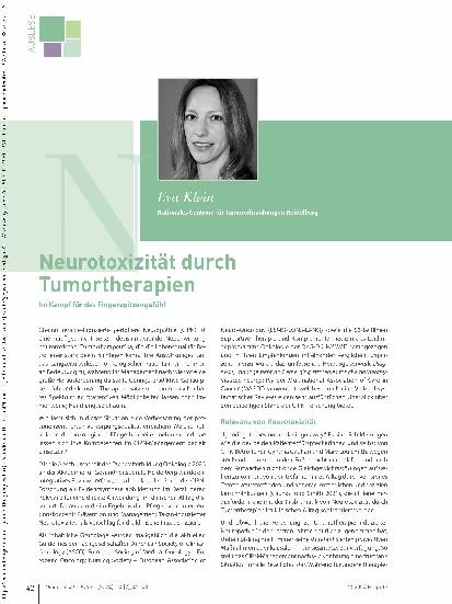 Vorschauseite 1: Neurotoxizität durch Tumortherapien Im Kampf für das Fingerspitzengefühl