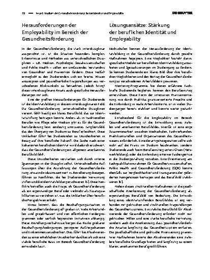 Vorschauseite 2: Studium der Gesundheitsförderung: Berufsidentität und Employability