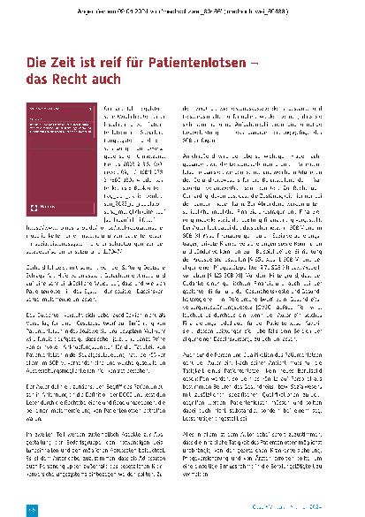 Vorschauseite 1: Die Zeit ist reif für Patientenlotsen – das Recht auch.