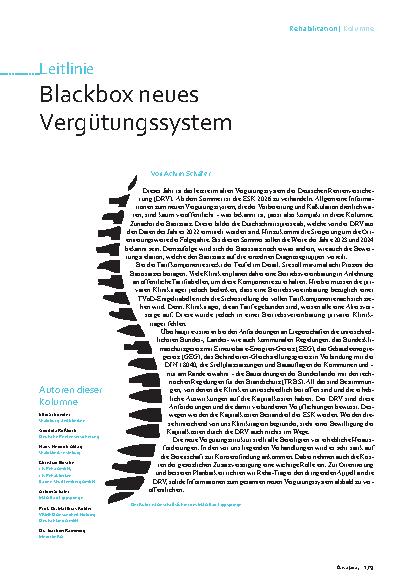 Vorschauseite 1: Blackbox neues Vergütungssystem