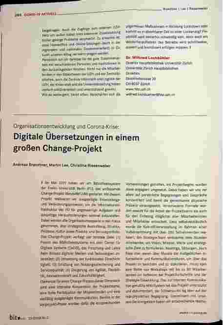 Vorschauseite 1: Organisationsentwicklung und Corona-Krise: Digitale Übersetzungen in einem großen Change-Projekt