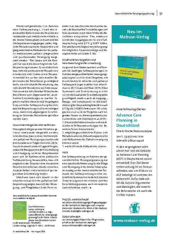 Vorschauseite 3: Die Perspektive wechseln: Die Fallbesprechung im Rahmen der gesundheitlichen Versorgungsplanung.