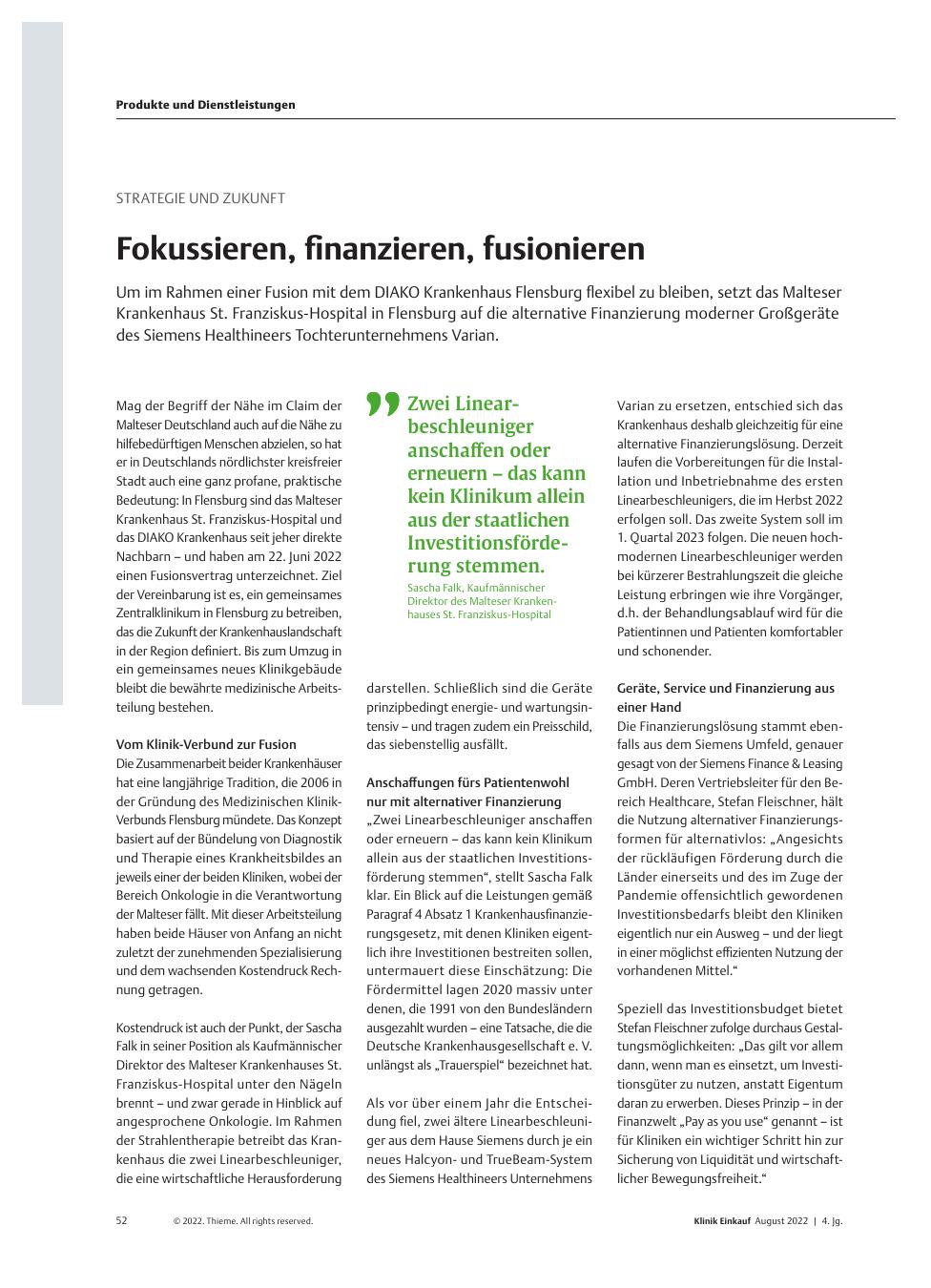 Vorschauseite 1: Strategie und Zukunft: Fokussieren, finanzieren, fusionieren