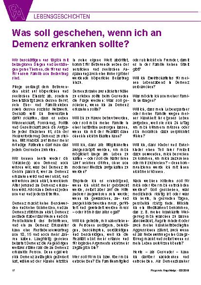 Vorschauseite 1: Was soll geschehen, wenn ich an Demenz erkranken sollte?