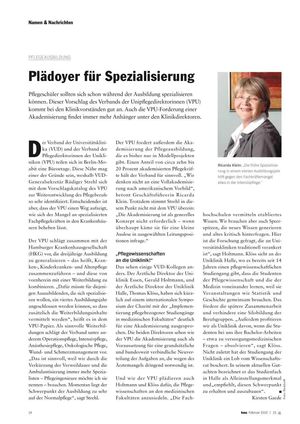 Vorschauseite 1: Plädoyer für Spezialisierung