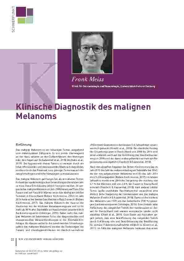 Vorschauseite 1: Klinische Diagnostik des malignen Melanoms