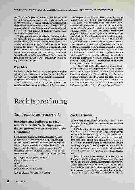 Vorschauseite 1: Rechtsprechung zum Personalvertretungsrecht