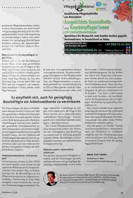 Vorschauseite 2: Höherer Pflegemindestlohn und mehr Urlaub beschlossen