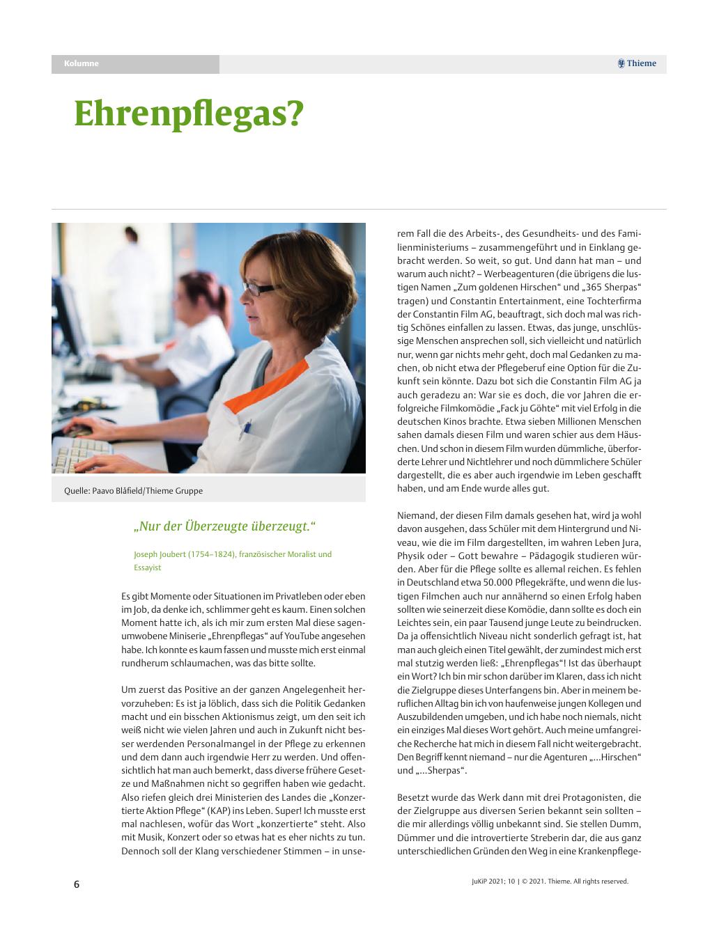 Vorschauseite 1: Ehrenpflegas?