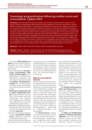 Vorschauseite 2: Neurologische Prognoseeinschätzung nach Herzstillstand und Reanimation: Update 2025