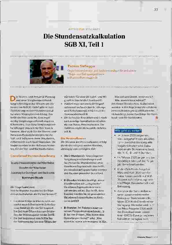 Vorschauseite 1: Die Stundensatzkalkulation SGB XI, Teil 1