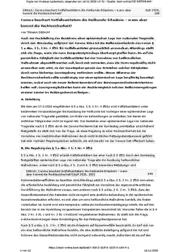 Vorschauseite 1: Corona beschert Notfallsanitätern die Heilkunde-Erlaubnis – wann aber kommt die Rechtssicherheit?