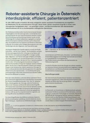 Vorschauseite 1: Roboter-assistierte Chirurgie in Österreich: interdisziplinär, effizient, patientenzentriert