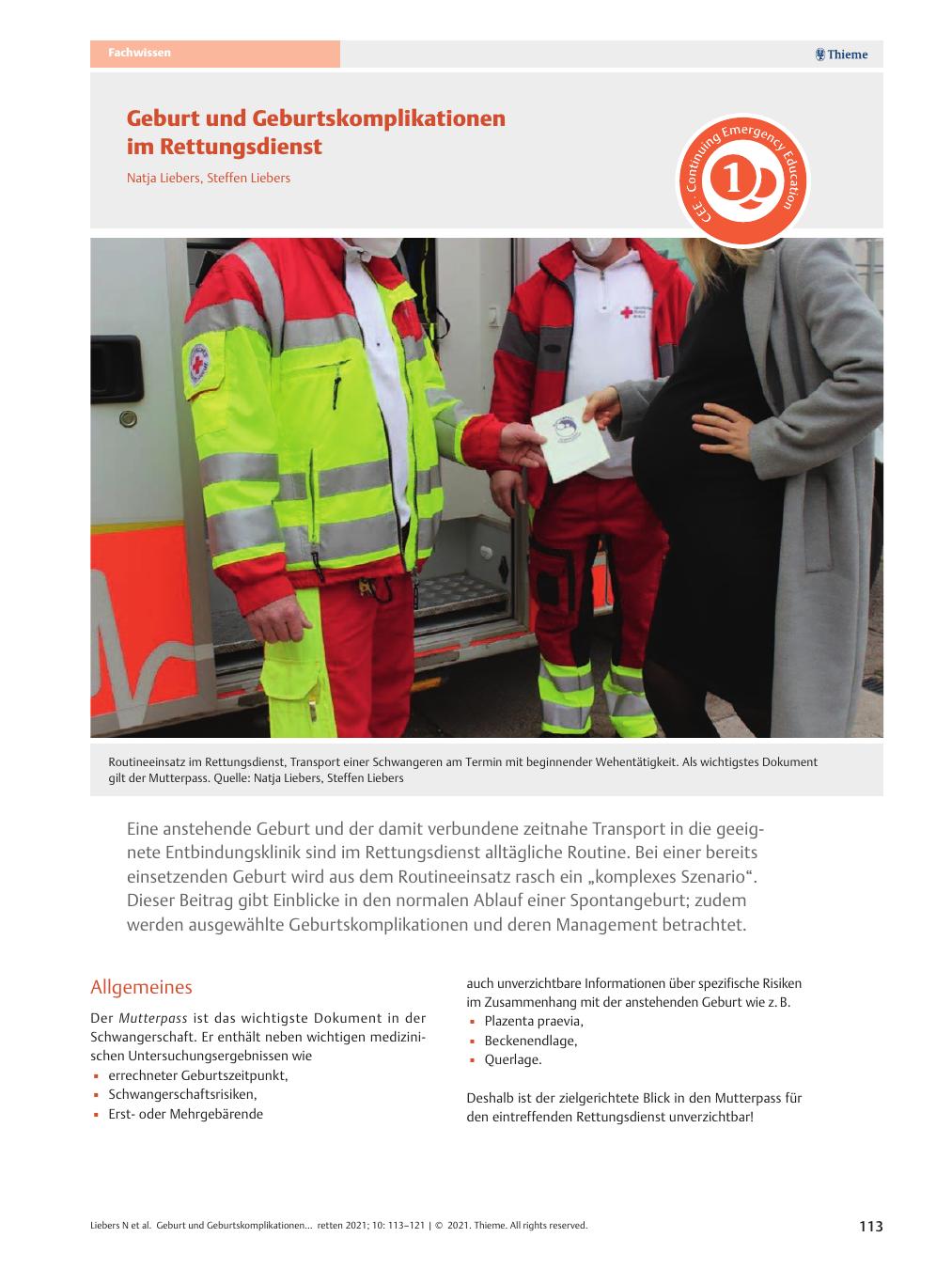 Vorschauseite 1: Geburt und Geburtskomplikationen im Rettungsdienst