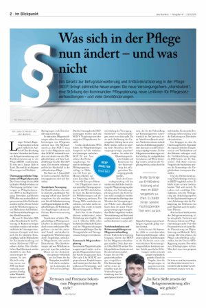 Vorschauseite 1: Was sich in der Pflege nun ändert - und was nicht