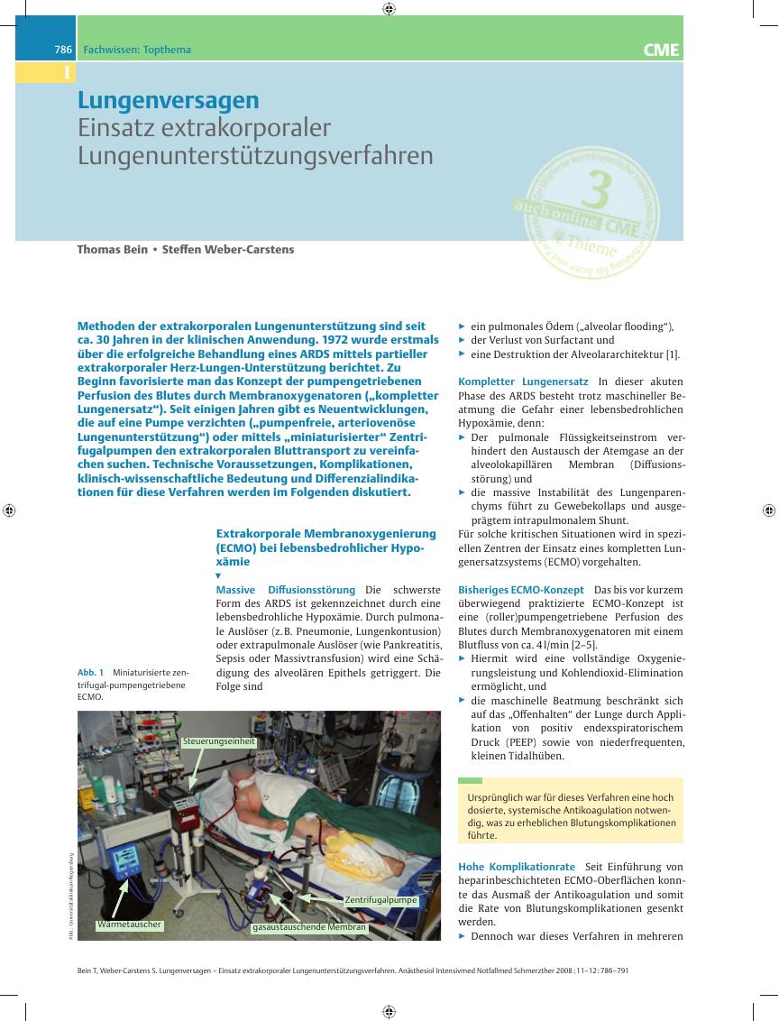 Vorschauseite 1: Einsatz extrakorporaler Lungenunterstützungsverfahren