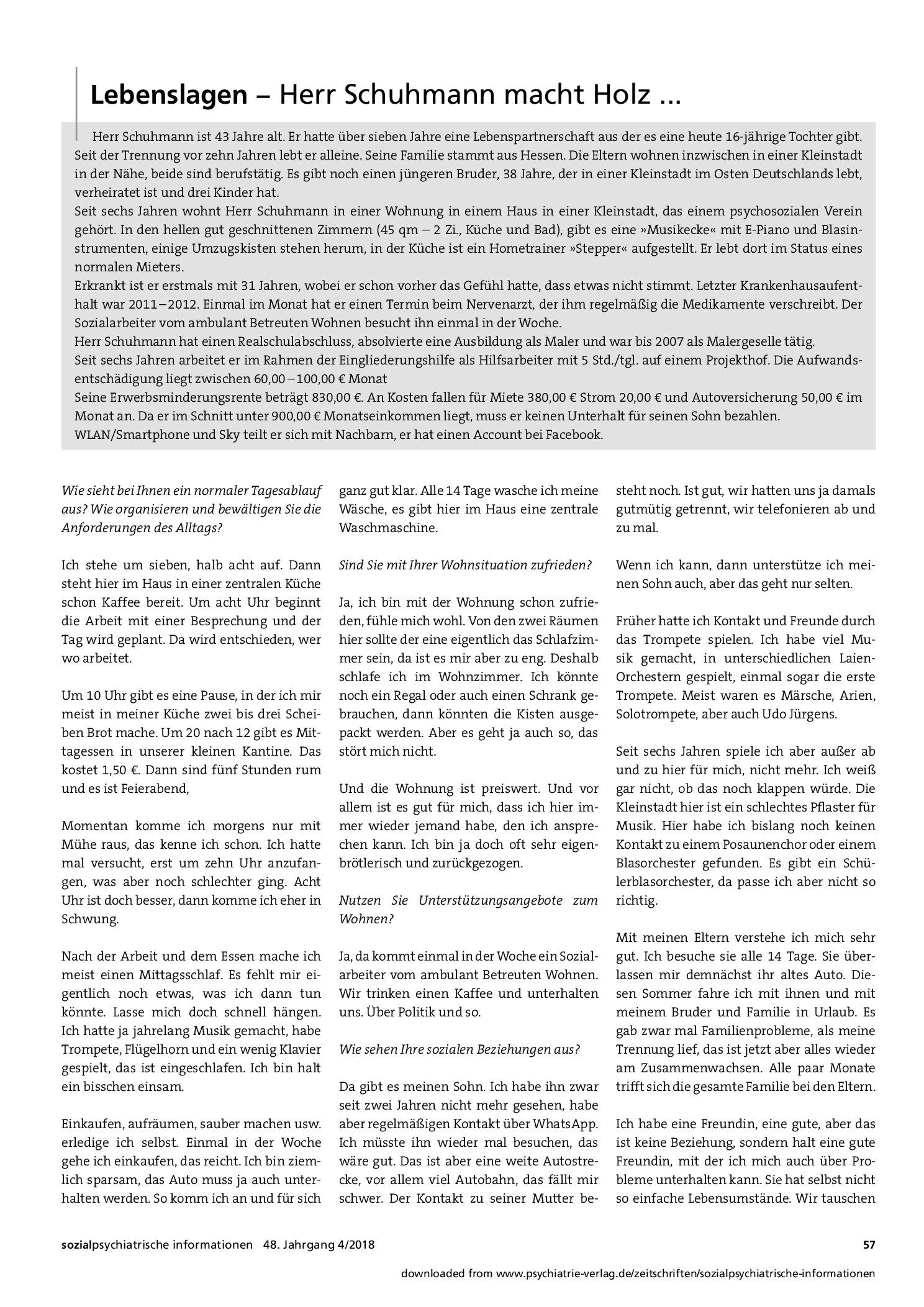 Vorschauseite 1: Lebenslagen – Herr Schuhmann macht Holz...