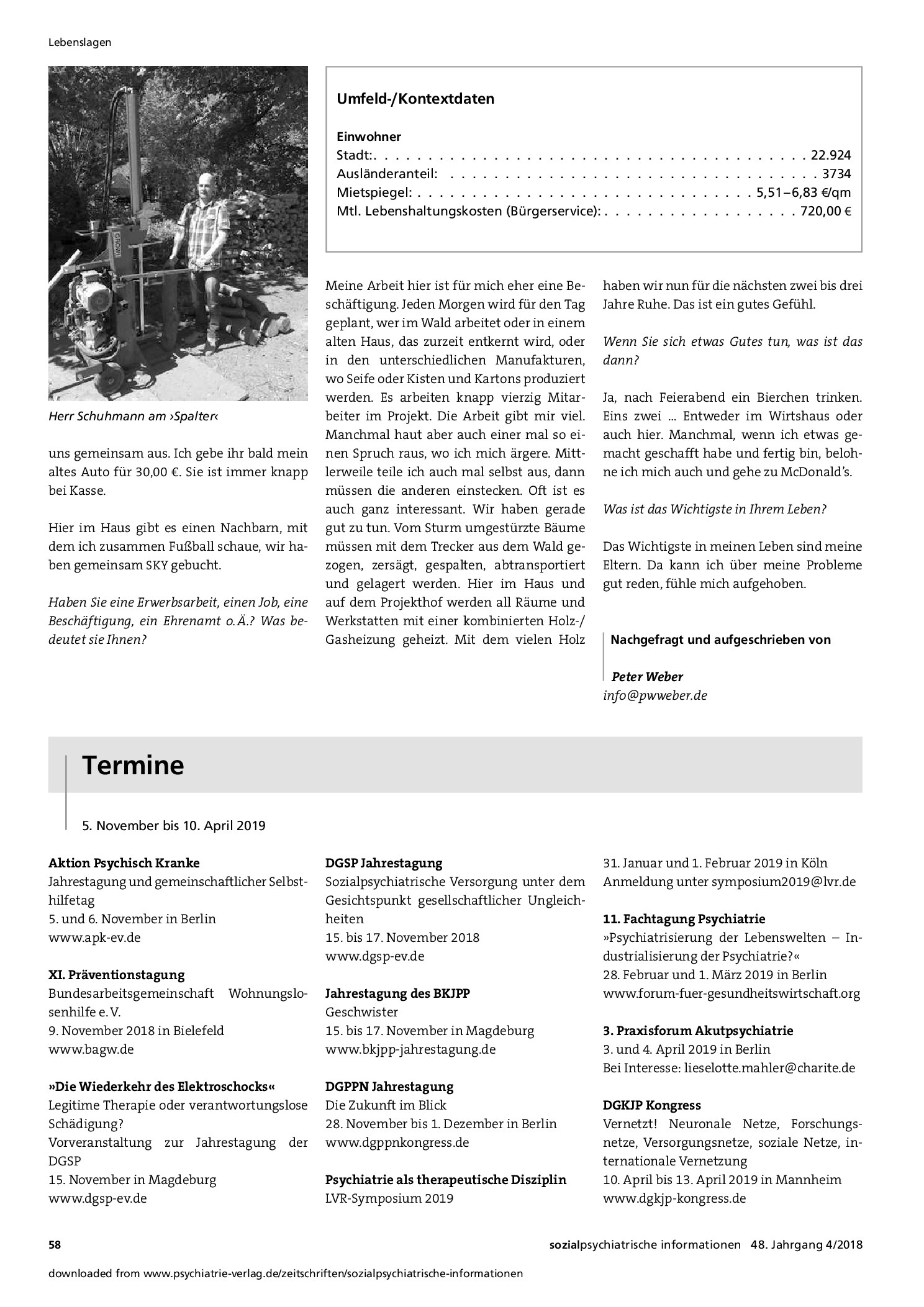 Vorschauseite 2: Lebenslagen – Herr Schuhmann macht Holz...