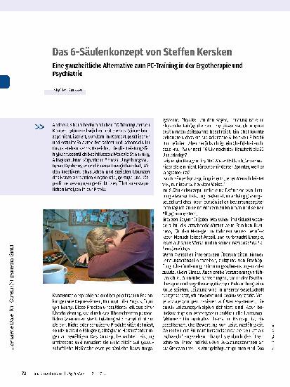 Vorschauseite 1: Das 6-Säulenkonzept von Steffen Kersken Eine ganzheitliche Alternative zum PC-Training in der Ergotherapie und Psychiatrie