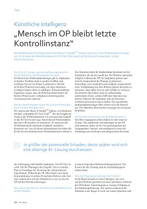 Vorschauseite 1: Künstliche Intelligenz „Mensch im OP bleibt letzte Kontrollinstanz“